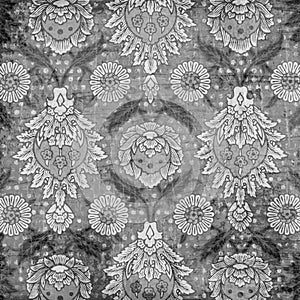 Grungy Vintage Floral Damask Scrapbook Background