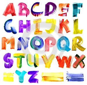 Grungy watercolor alphabet