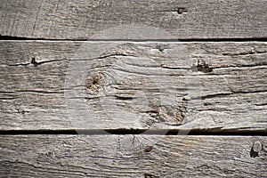 Grungy weathered horizontal unpainted barn boards on an old ourbuilding as a background