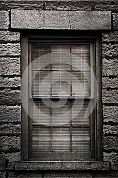 Grungy Window with Blinds