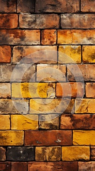 Grungy yellow and red brick wall as a seamless pattern background