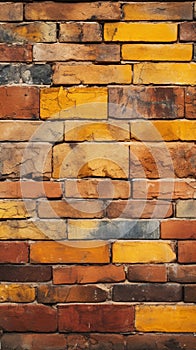 Grungy yellow and red brick wall as a seamless pattern background