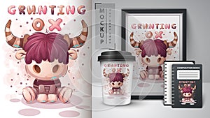 Grunting ox - poster and merchandising. photo