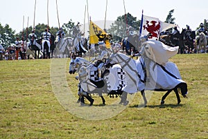 Grunwald, Poland - 2009-07-18: Mounted teutonic knights