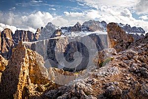 Gruppo Sella mountain range massif, South Tyrol Italy alps