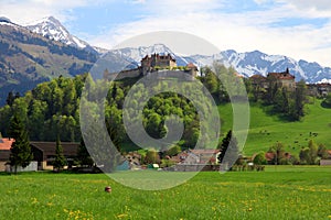 Gruyere Castle and Alps, Switzerland