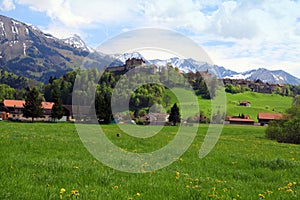 Gruyere Castle and Alps, Switzerland