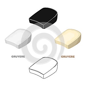 Gruyere.Different kinds of cheese single icon in cartoon,black style vector symbol stock illustration web.