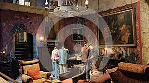 The Gryffindor Common Room. The making of Harry Potter, Warner Bros Studios, London.