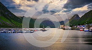 Gryllefjord fishing village on Senja Island, Norway