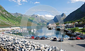 Norway, Gryllefjord, Port with a view of the fjord