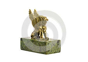 Gryphon brass statuette isolated