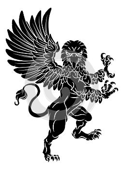 Gryphon Rampant Griffin Coat Of Arms Crest Mascot photo