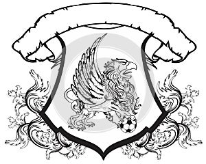 Gryphon soccer coat of arms crest shield