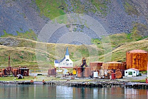 Grytviken, church and  abandoned whalers station in South Georgia.