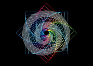 Line drawing colorful mandala, sacred geometry, logo design element. Geometric mystic spectrum Flower of alchemy esoteric symbol