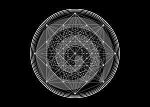 Line drawing mandala, sacred geometry, logo design element. Geometric mystic mandala of alchemy esoteric symbol, vector isolated