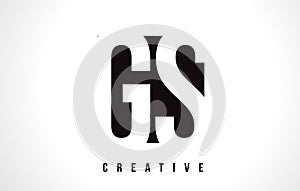 GS G S White Letter Logo Design with Black Square.