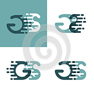 GS letters logo with accent speed in gray and dark green