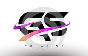 GS Logo Letter Design Icon. GS Letters with Colorful Creative Swoosh Lines