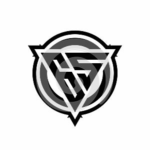GS logo with triangle shape and circle with outline rounded design template