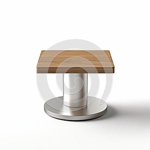 Wooden Desk On White Pedestal: Metallic Rotation Incisioni Series photo