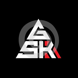 GSK triangle letter logo design with triangle shape. GSK triangle logo design monogram. GSK triangle vector logo template with red