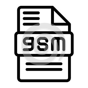 Gsm File type Icons. Audio Extension icon Outline Design. Vector Illustrations