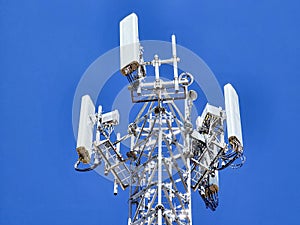 GSM 5G telecommunications towers undergoing maintenance
