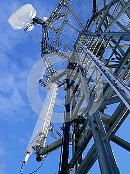 GSM transmitter tower, technican climber photo