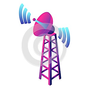Gsm smart tower icon, isometric style