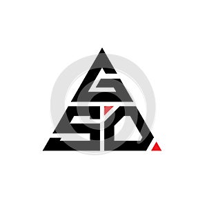 GSO triangle letter logo design with triangle shape. GSO triangle logo design monogram. GSO triangle vector logo template with red