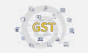 gst goods and services tax concept with icon set with big word or text on center