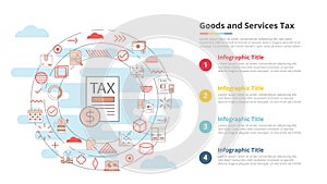 gst goods and services tax concept for infographic template banner with four point list information