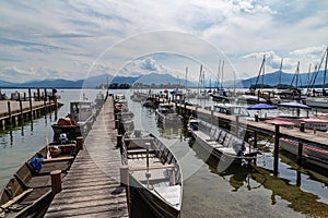 Gstadt at lake Chiemsee in the bavarian Chiemgau alps