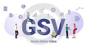 Gsv global value chain concept with big word or text and team people with modern flat style - vector