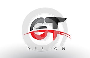 GT G T Brush Logo Letters with Red and Black Swoosh Brush Front photo