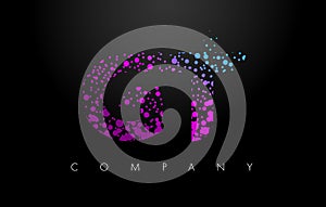 GT G T Letter Logo with Purple Particles and Bubble Dots photo