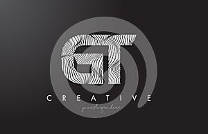 GT G T Letter Logo with Zebra Lines Texture Design Vector. photo