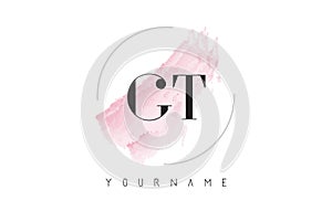 GT G T Watercolor Letter Logo Design with Circular Brush Pattern photo
