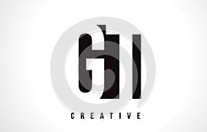 GT G T White Letter Logo Design with Black Square. photo