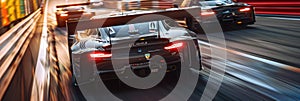 GT3 Super car racing on the circuit track while driving at high speed AIG44