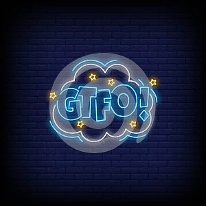 GTFO  Neon Signs Style Text Vector