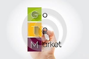 GTM - Go To Market acronym, business concept background