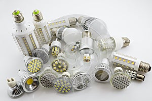GU10 and E27 LED lamps with a different chip technology also de photo