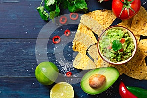 Guacamole bowl with ingredients