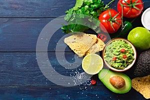 Guacamole bowl with ingredients