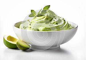 Guacamole, delicious avocado sauce widely used in cooking, for healthy eating photo
