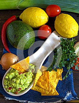 Guacamole ingredients directly above