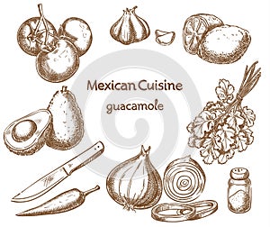 Guacamole, ingredients of the food